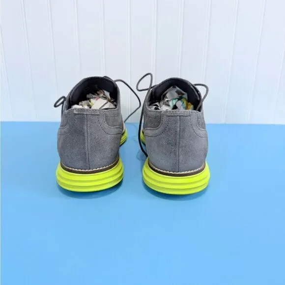 Cole Haan Grand.OS gray Suede Wingtips Yellow Sole Shoes Men's 9 1/2 M - Picture 9 of 17